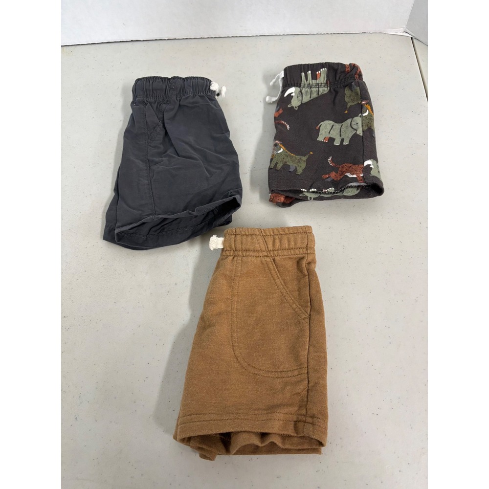 Lot of 3 Baby Boy Shorts 12M Carters Cat & Jack Baby Bean